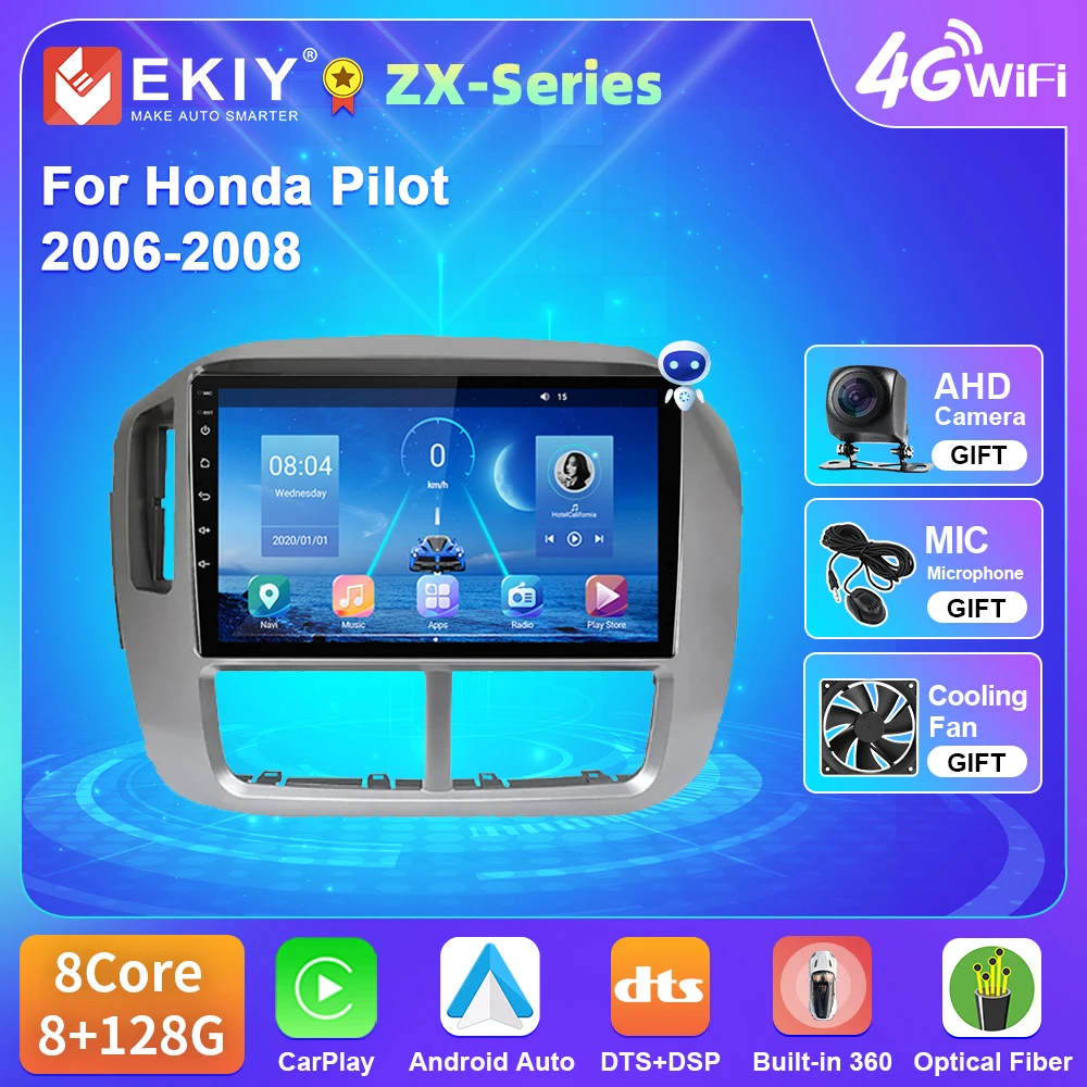 EKIY Auto Stereo For Honda Pilot 2006-2008 Car Radio With Screen Navigation GPS Multimedia Android 10 Video Player NO 2 Din