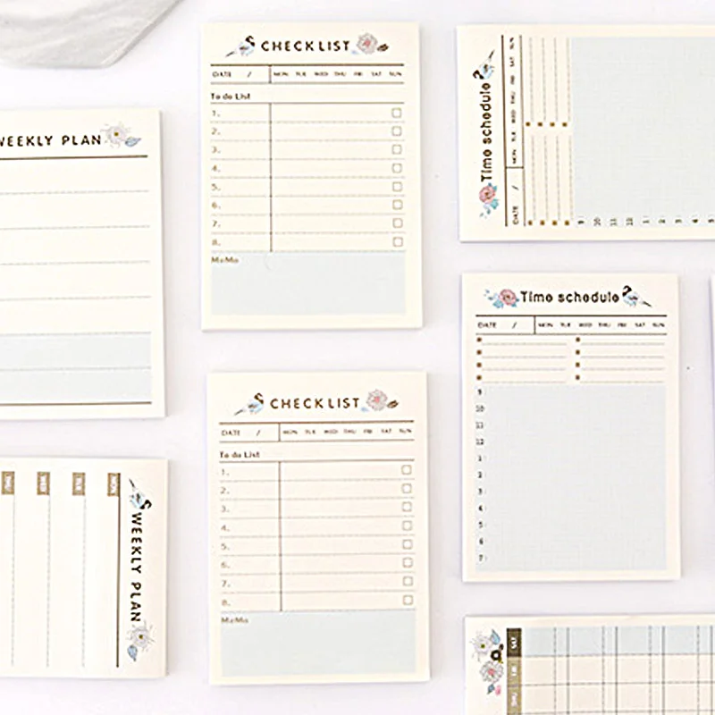 60sheets/pc Planner Notebook Weekly Monthy Check List Time Schedule Planner Stationery Scrapbook Sticky Notes for Staff Teachers