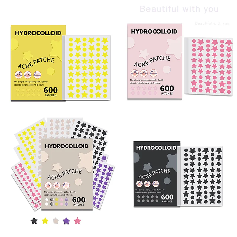 600 STKS/SET Ster Puistje Patch Acne Kleurrijke Onzichtbare Acne Verwijdering Huidverzorging Stickers Concealer Gezicht Spot Beauty Makeup Tools