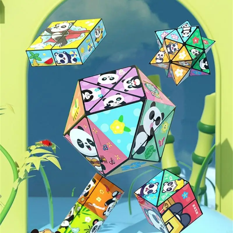 Đồ chơi xếp hình hình khối có họa tiết gấu trúc có thể đảo ngược dành cho liệu pháp rèn luyện tinh thần A2UB