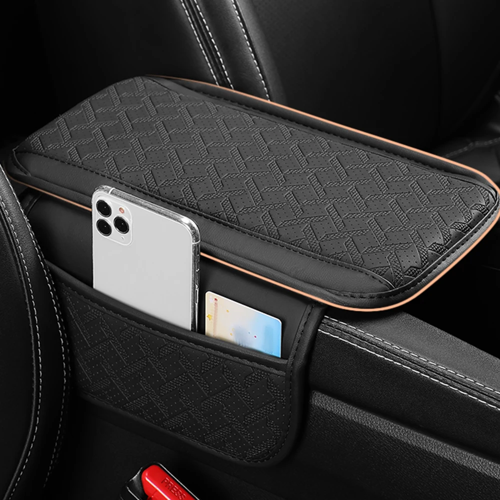 Car Armrest Box Height Pad Universal Leather Armrest Cushion Support Armrest Storage with Pocket Central For Relieving Fatigue