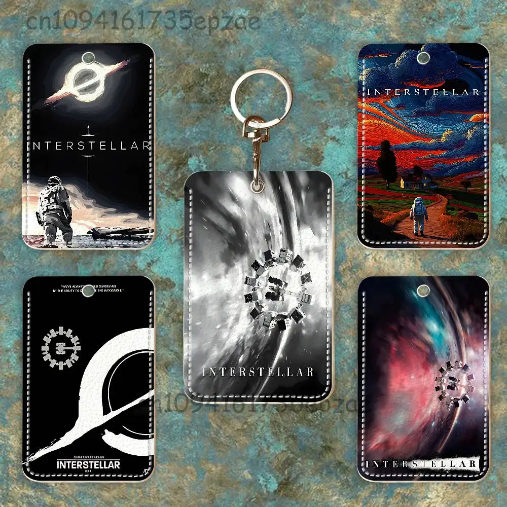 

Movie I-Interstellar Premium PU Leather Card Holder Card Case with Metal Carabiner,Customizable Design for Daily Use