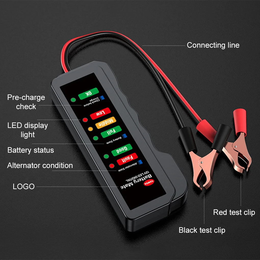 12V Car Battery Tester Mini Digital Alternator Tester 6 LED Lights Display Car Diagnostic Tools Auto Battery Tester Analyzer