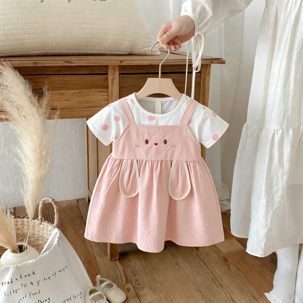Baby Dress Summer Cartoon Cute Short-Sleeved Baby Girl Dress Sweet Beach Children's Dress Baby Girl Clothing