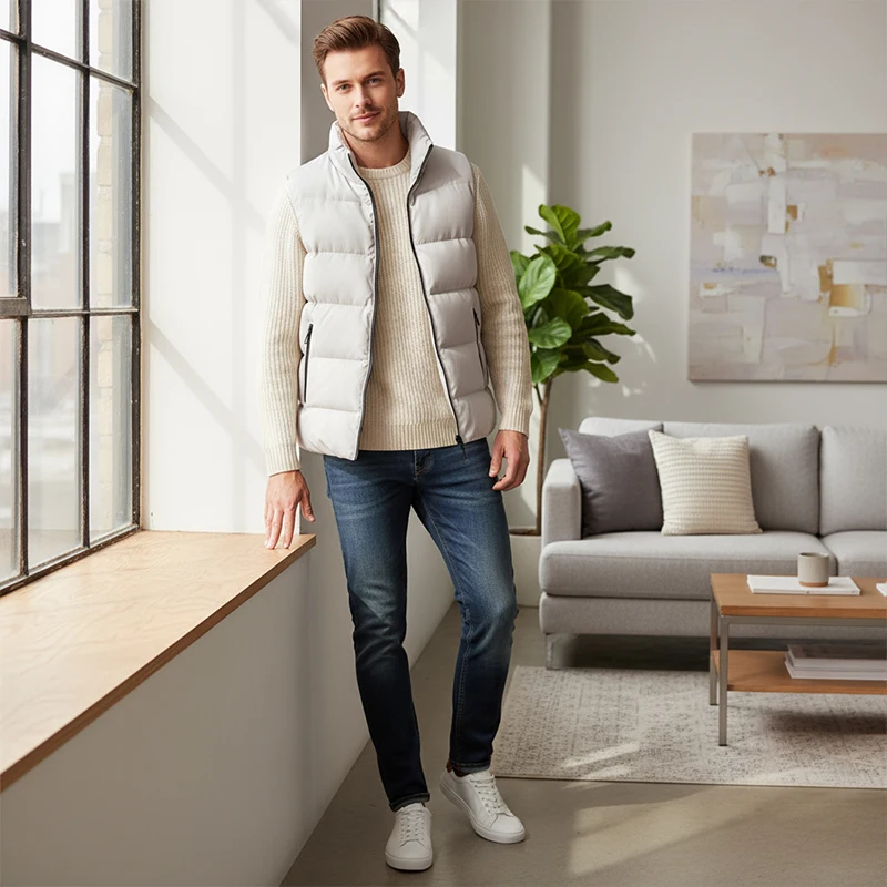 

Men's Vest Autumn and Winter New Warm Cotton Waistcoat Vest Korean Style Fashion Joker Fashionable Sleeveless Jacket Top