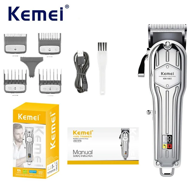 

Kemei Cordless Electric Hair Cutting Machine Rechargeable Hair Trimmer LED Display Professional Barber Shop Hair Clipper for Men