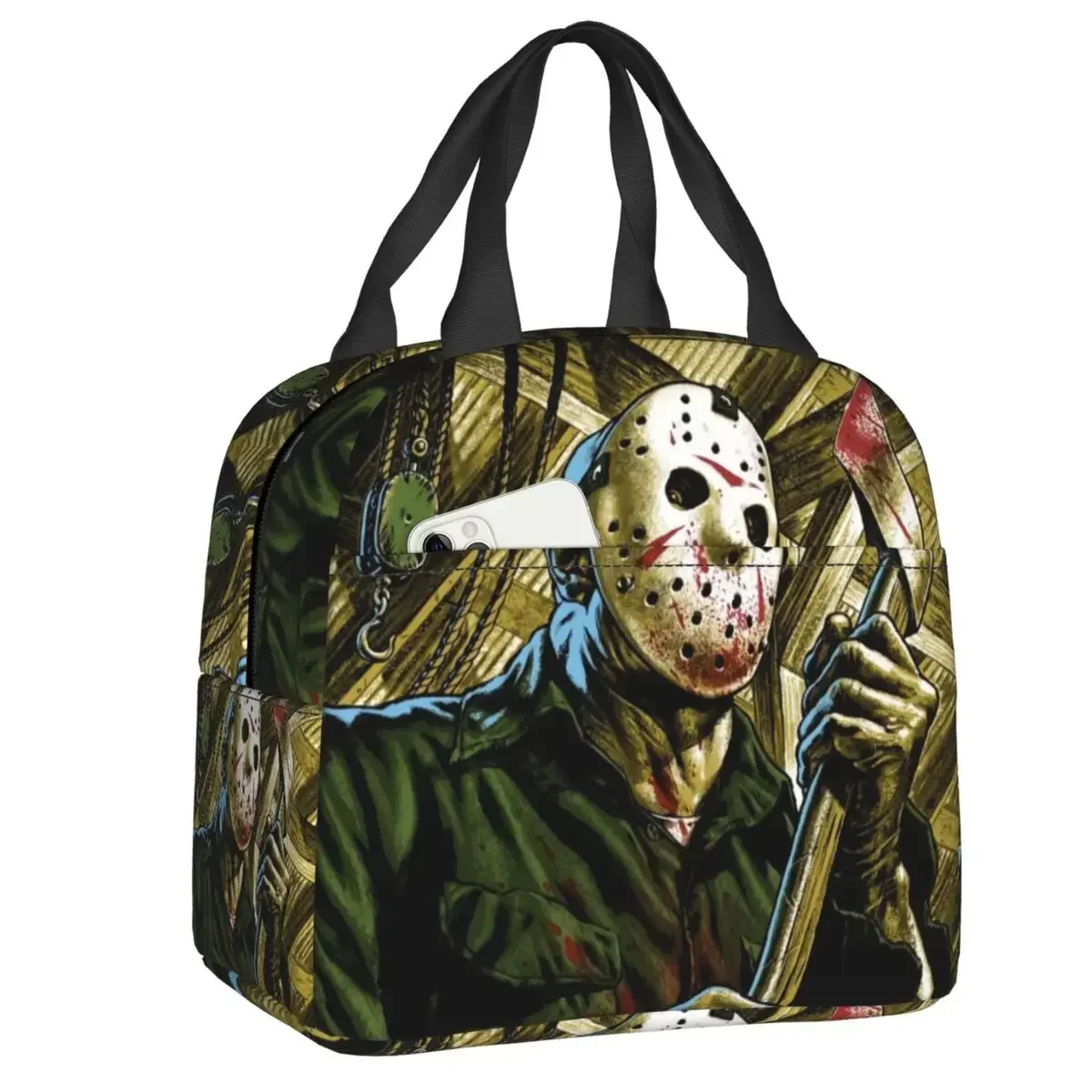 Halloween Horror Movie Character Lunch Bag Portable Thermal Cooler Insulated Bento Box for Women Kids School Food Lunch Tote