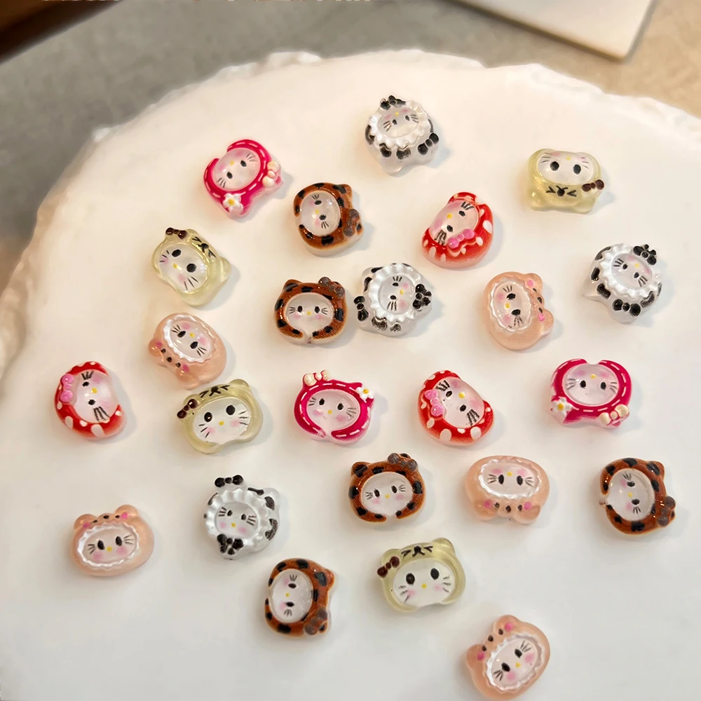 10 قطعة قبعة يرتدي مرحبا كيتي الكرتون مسمار السحر ثلاثية الأبعاد لطيف القوس القبعات KT القط مسمار اكسسوارات ليوبارد الوردي الأحمر كيتي مسمار أجزاء #4