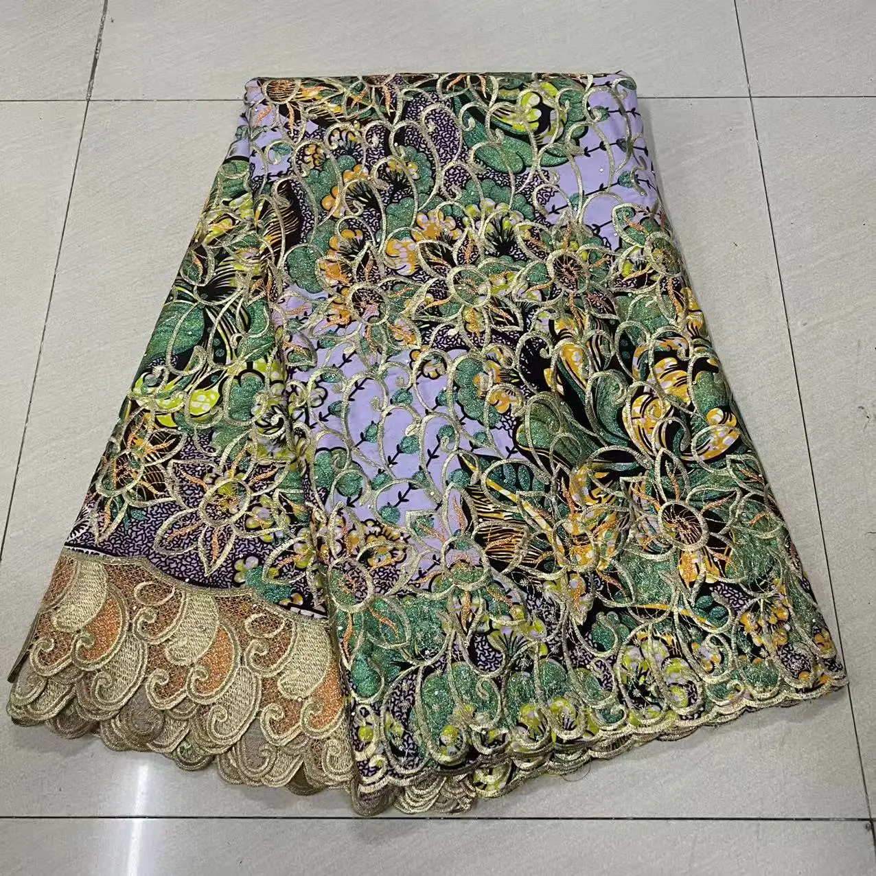 African Heavy Wax Lace Fabric with 3D Flowers Embroidery Cord Voile Lace Wax Cotton Lace Material for Clothing And Home Decor