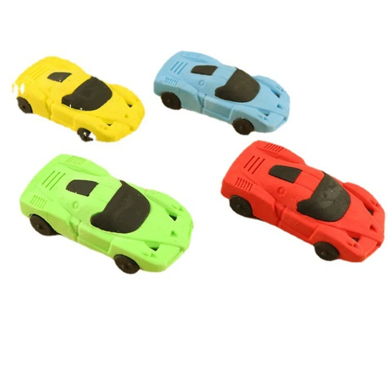 2 Pieces/batch Creative Cartoon Racing Car Student Eraser Cute Student Christmas Prize Gift Reward School Supplies Kawaii Eraser