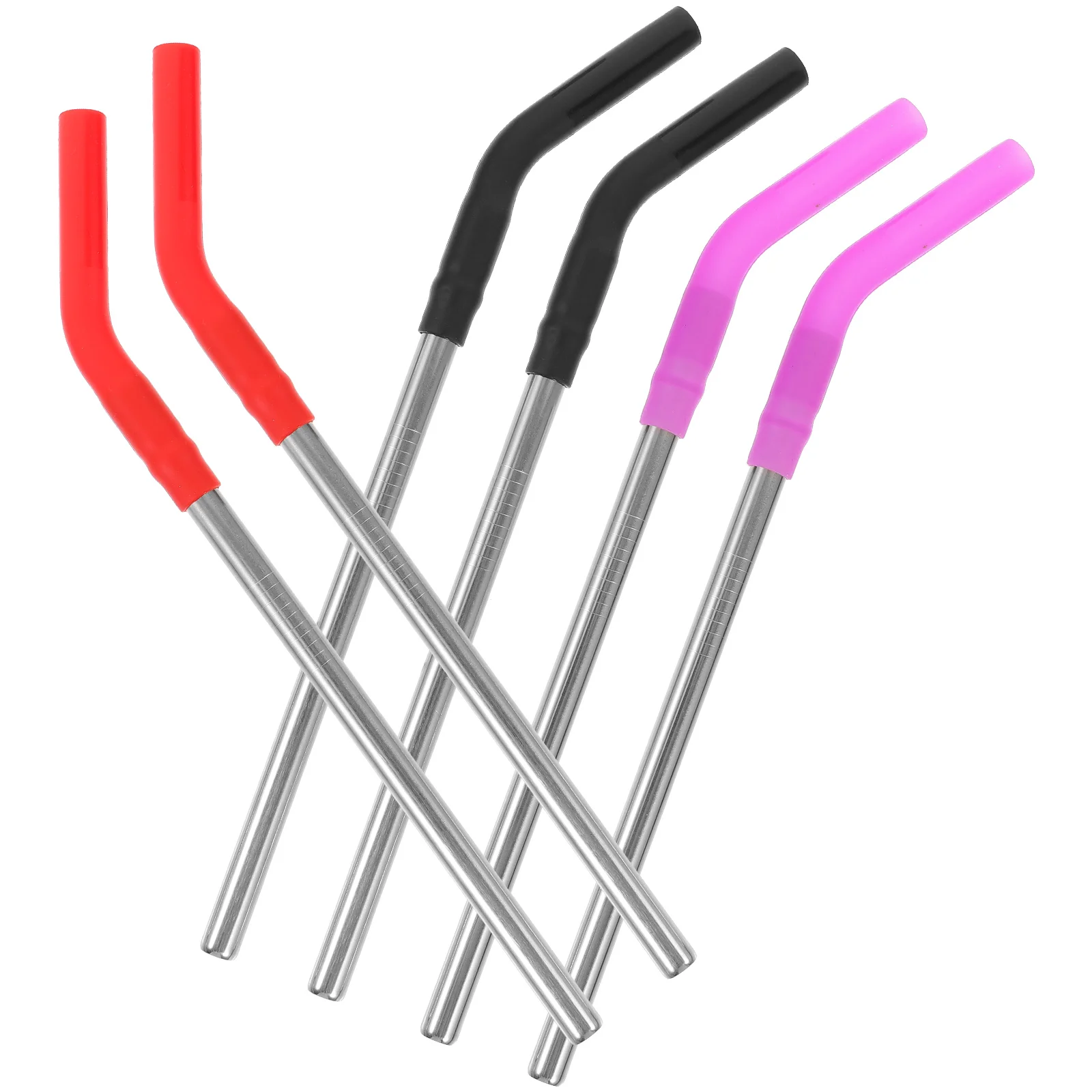 6 Pcs Stainless Steel Straw Straws with Silicone Tips Drinking Reusable Metal Milk Tea