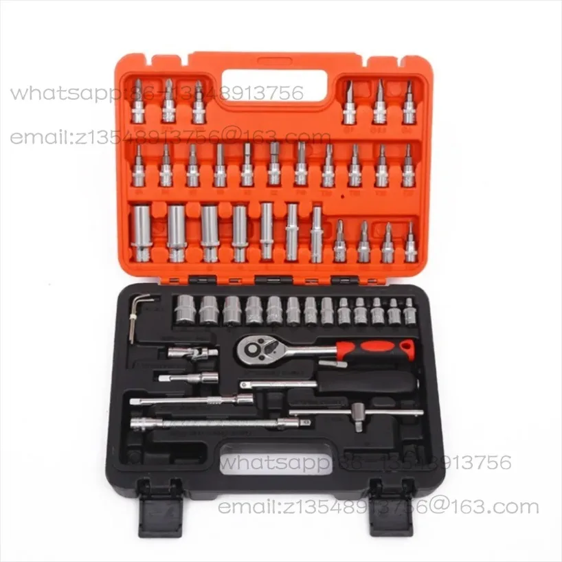 

53-комбинированный набор инструментов для автомобиля, мотоцикла, трещотка, многофункциональный ремонтный семейный пакет