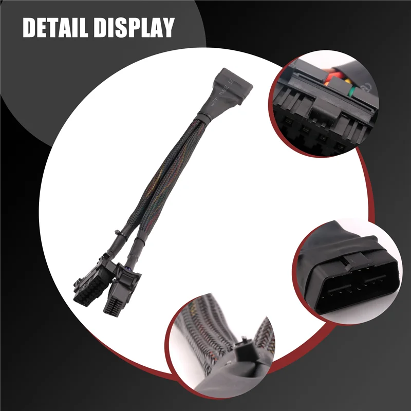 New Arrival 2 In 1 OBD2 Extension Cable OBDII Male To 2 Female Splitter Car Computer Connection Conversion Plug Socket 30CM