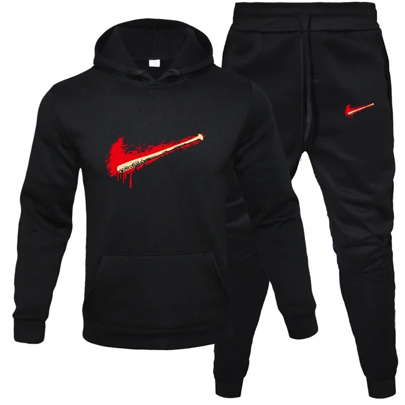 

2025 Men's hooded jumper + sweatpants fashion two-piece selling casual autumn and winter jogging outdoor sports suit