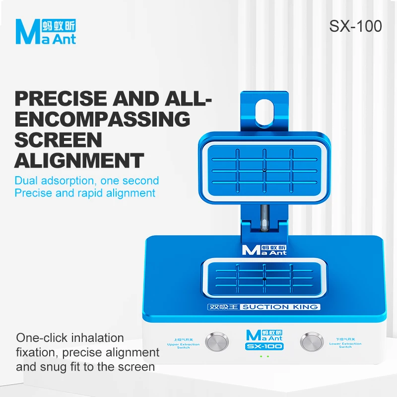 MaAnt SX-100 Dual Vacuum Pump Screen Aligner 135° Foldable Fixture for iPhone Flat Curved LCD Display Repair Positioning Tool