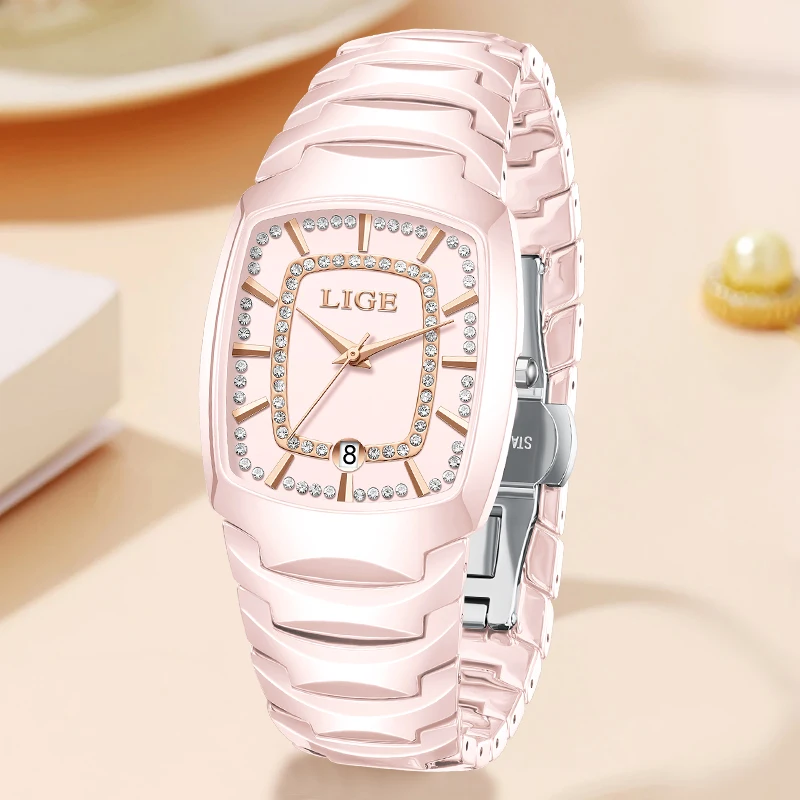 LIGE Fashion Luxury Quartz Woman Watch Elegant Simple Ceramic Belt Casual Auto Date Waterproof Watches for Women Ladies Gift New