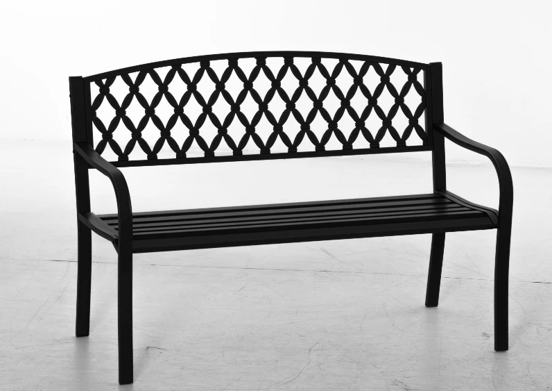 Outsunny Banco de Jardín de 2 Plazas con Reposabrazos Hierro Fundido Acero 128x58,5x89 cm