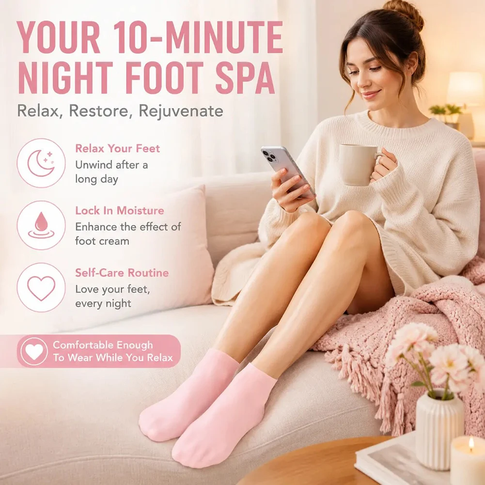 1/2/3 Pair Silicone Moisturizing Socks Exfoliating Gel Heel Socks Callus Cracked Dead Skin Remove Protector Pain Relief Foot Car