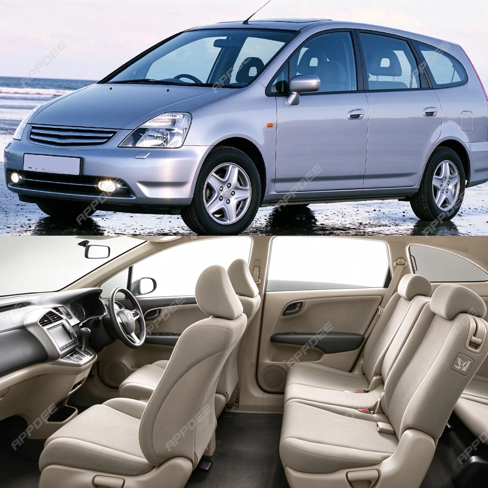 For Honda Stream 7-Seat 2000-2007 Custom Fit Car Floor Mats All Weather Leather Anti‑Dirt Car Interior Accessories