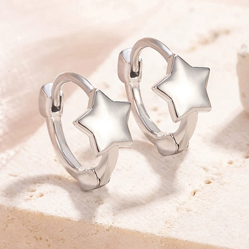 Popular European and American style Pentagonal Star Earrings Simple and Versatile Ear Rings For Women 925 Silver Jewelry KOFSAC