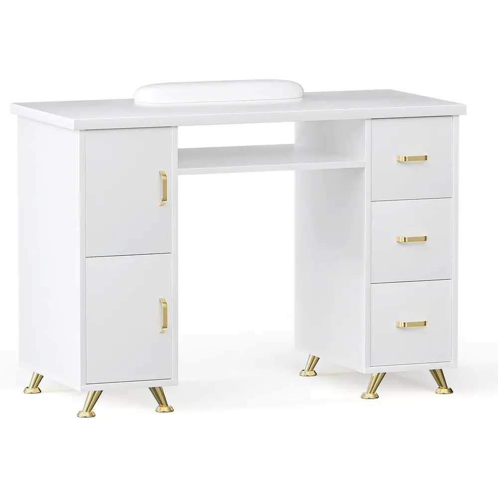 Double-Layer Manicure Table with Storage | Sturdy Nail Station for Home and Beauty Salon Use