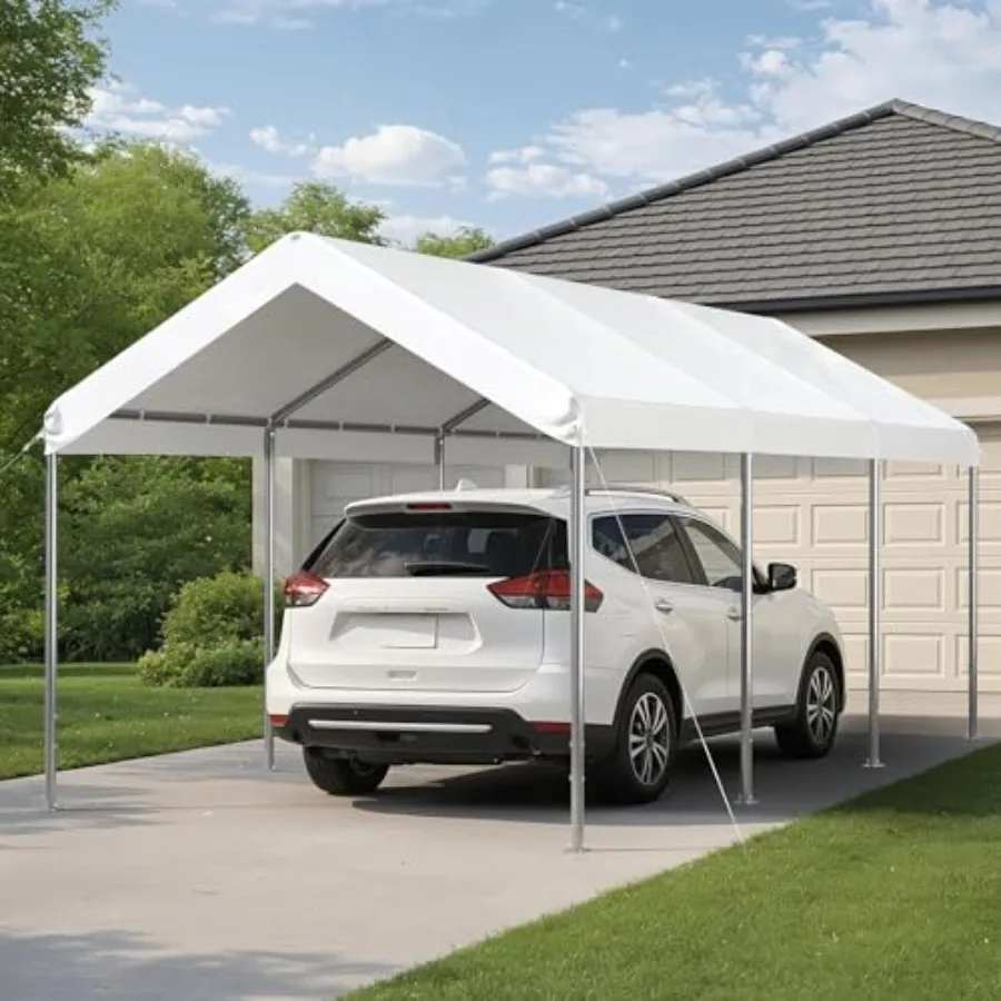 

Carport Heavy Duty Canopy, Adjustable Height Potable Car Canopy for Cars, Boats, Trucks, Outdoor Carport Shelter Portable Garag
