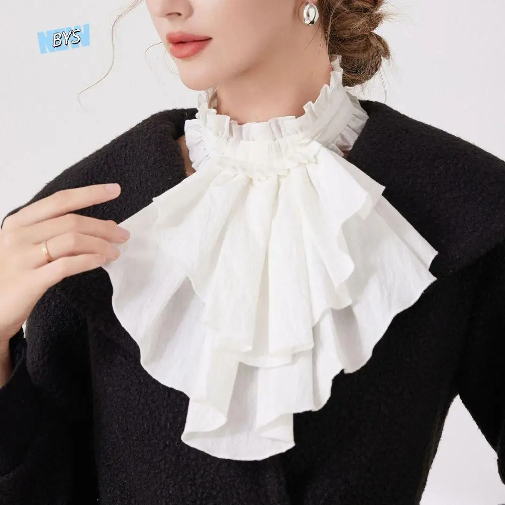 

Chic Detachable Lace Collar Vintage Elegant Fake Collar Medieval Style Layered Elizabethan Neck Ruff Wedding