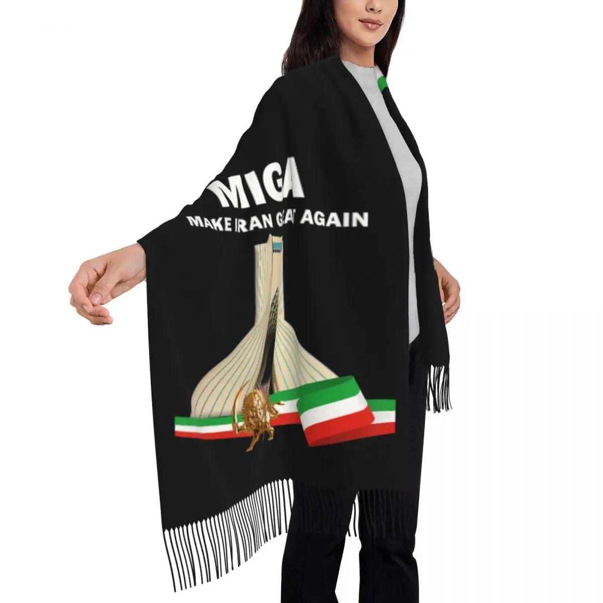 

Женский теплый мягкий шарф Miga Persian с кисточками, зимняя шаль-бонда для женщин, сделано в Иране