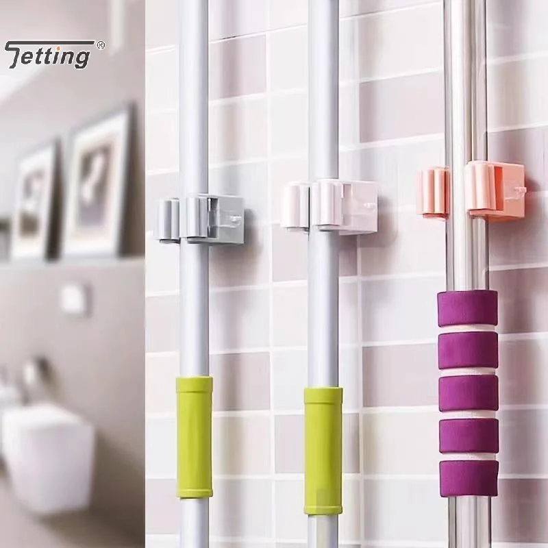Heavy Duty Adhesive Mop And Holder With No Drilling Strong Grip And Waterproof Design Perfect For Bathroom Kitchen Garage