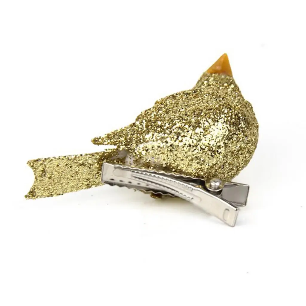 Mini Bling Foam Birds Lifelike Feathered Figurines Garden Decoration Props with Clips for DIY Landscaping