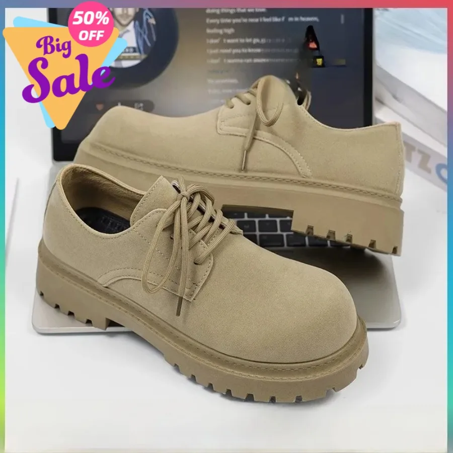 

2026 summer Men's Retro Briti Sle oes Spring Low Help Boots Thi Bot Anti-slip Faux Suede Casual Youth Footwear mens shoes