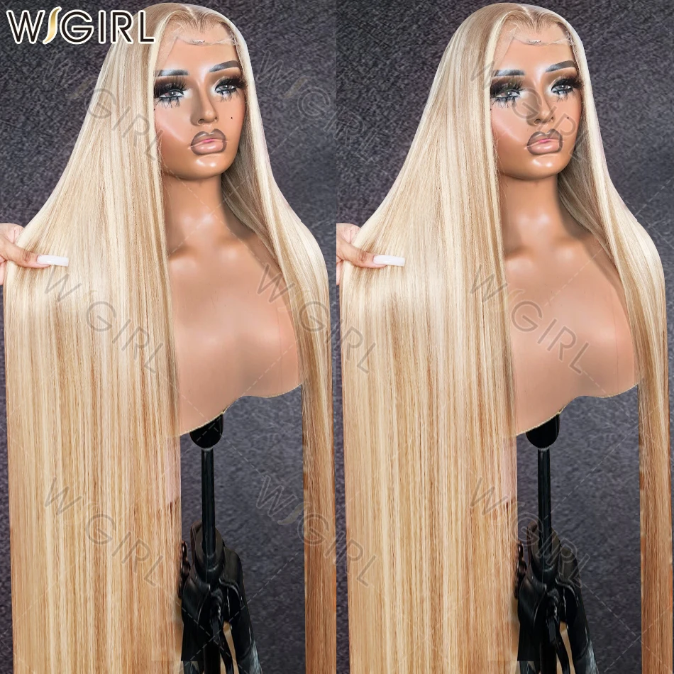 Wigirl Bone Straight 220% HD 30 36 Inch P18 613 Highlight Blonde 13x6 Lace Front Human Hair Wigs 13X4 Lace Frontal Remy Hair Wig