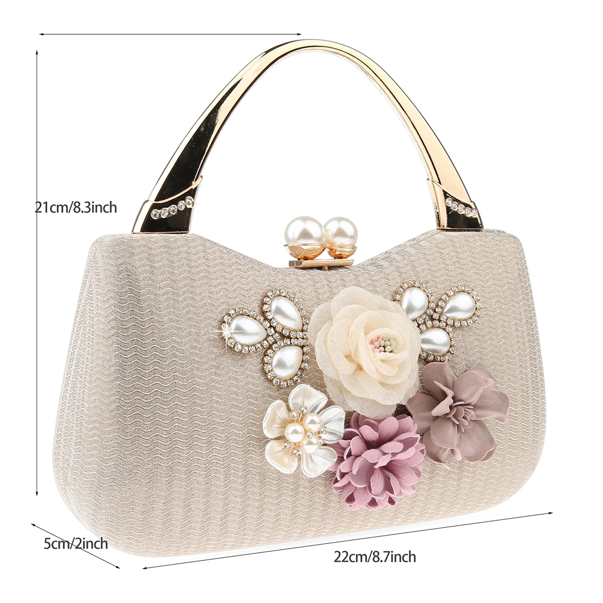 Flower Clutch Handbag For Lady Flower Evening Bag with Detachable Chain Shoulder Bags for Women Wedding Bride Formal Party Prom