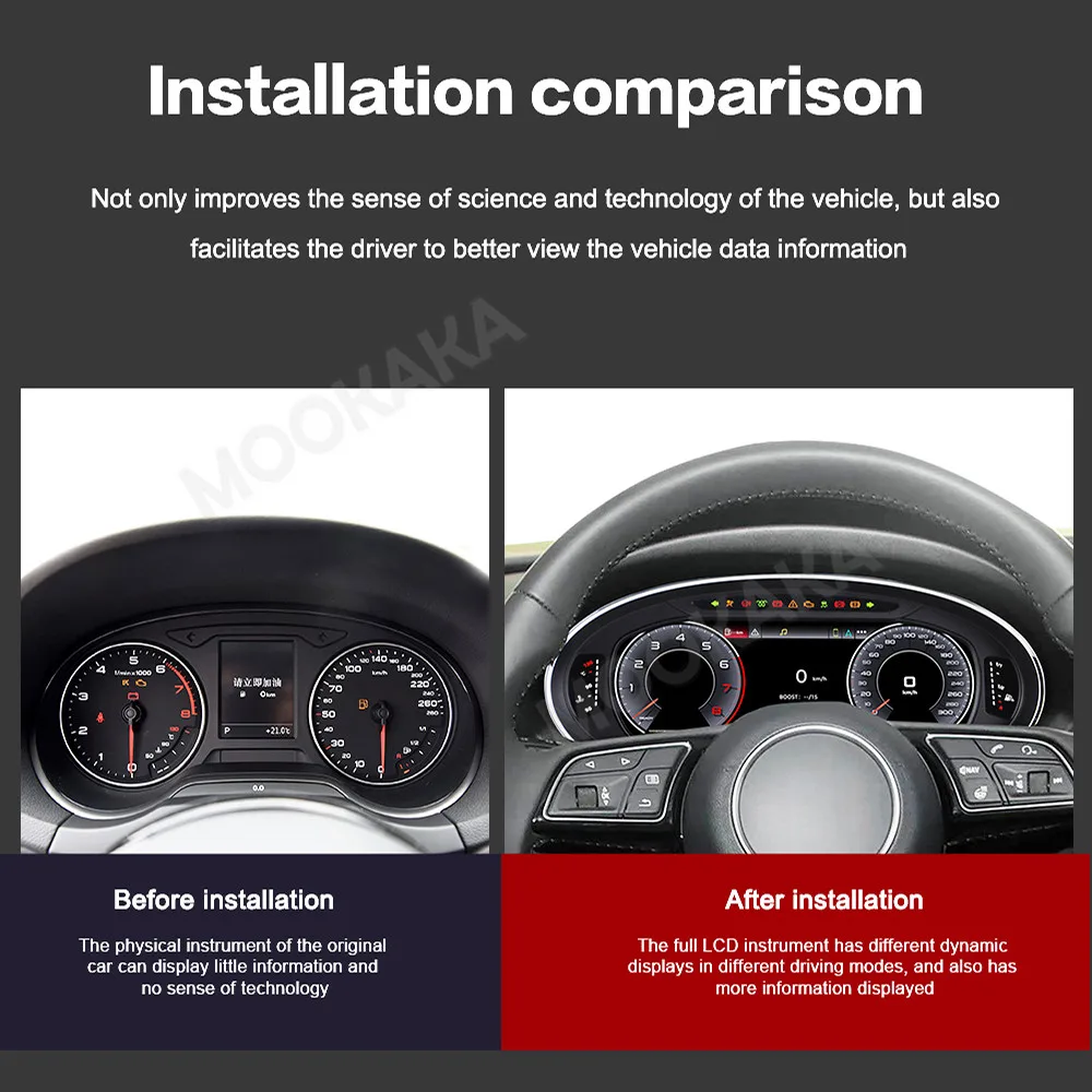 LCD Digital Cluster For Audi A3 8V 2014-2020 Dashboard Virtual Cockpit Instrument Auto Speed Meter ScreenP lug And Play view 2
