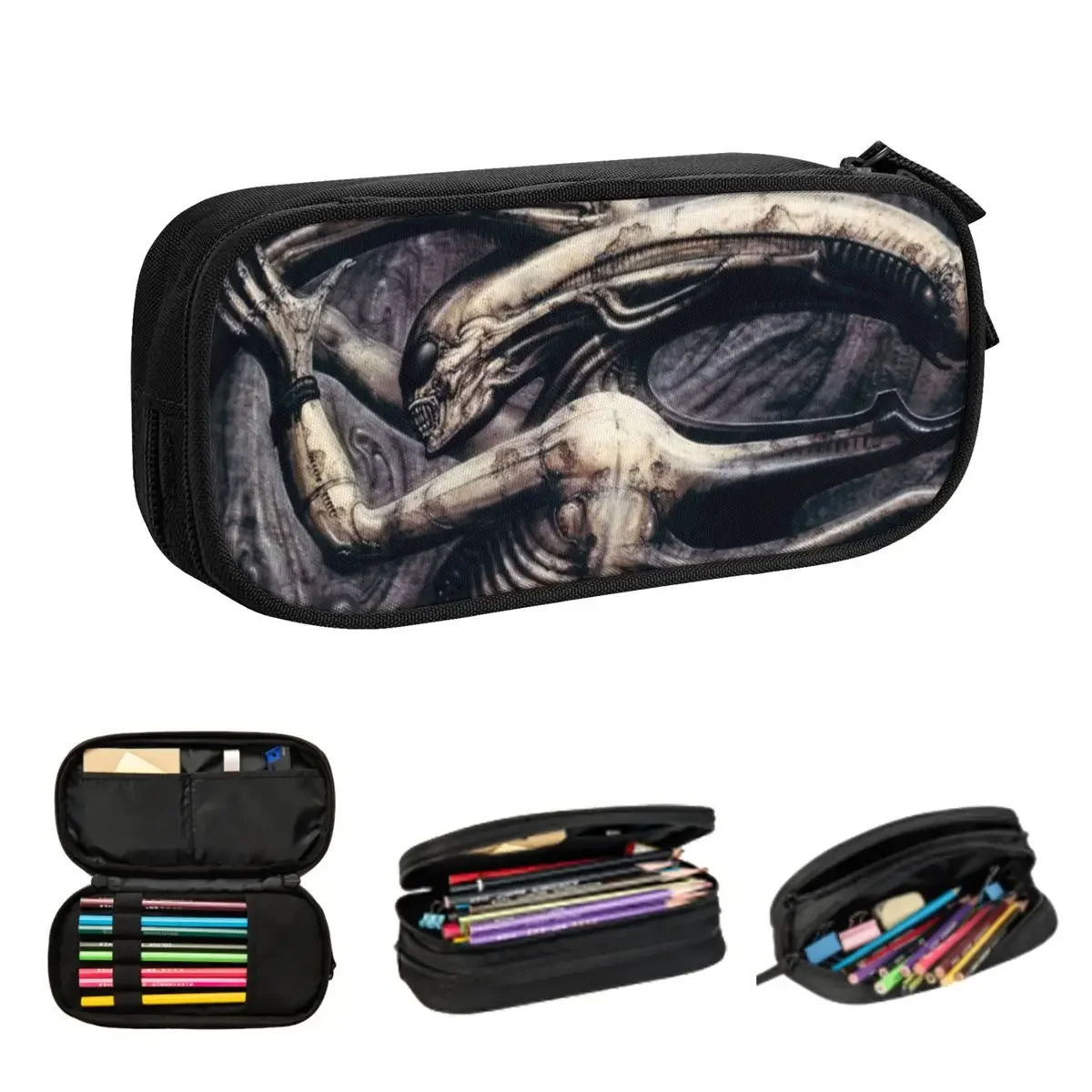 Alien Xenomorph HR Giger Pencil Cases Large Capacity Pen Bags Pen Box Pencil Pouch For Boys Girls Students Stationery School