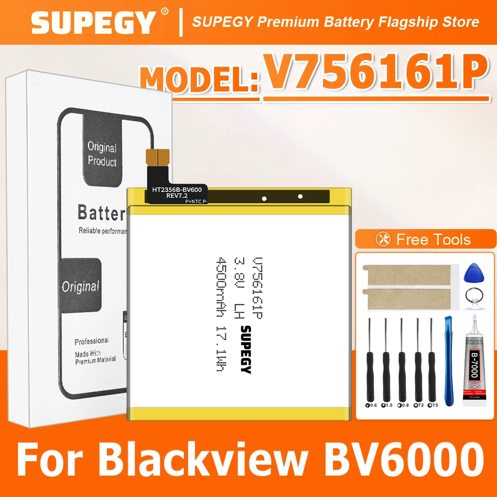 2026 Years 100% New Battery V756161P For Blackview BV6000 Replacement Phone Bateria+Free Tools