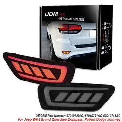 2Pcs Rear Bumper Reflector LED Tail Light Car Accesories Brake Lights Flowing Turn Signals Fit For Jeep Grand Cherokee 2011-2022