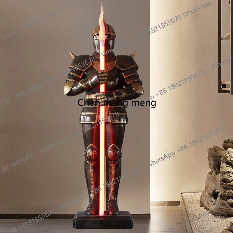 

Medieval Samurai Ornament Armor Bar Club Creative Art Sculpture Roman Plaster Statue