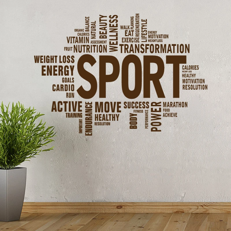 Fitness Wall Decal Gym Glass Sticker Body-building Posters Vinyl Mural 1100