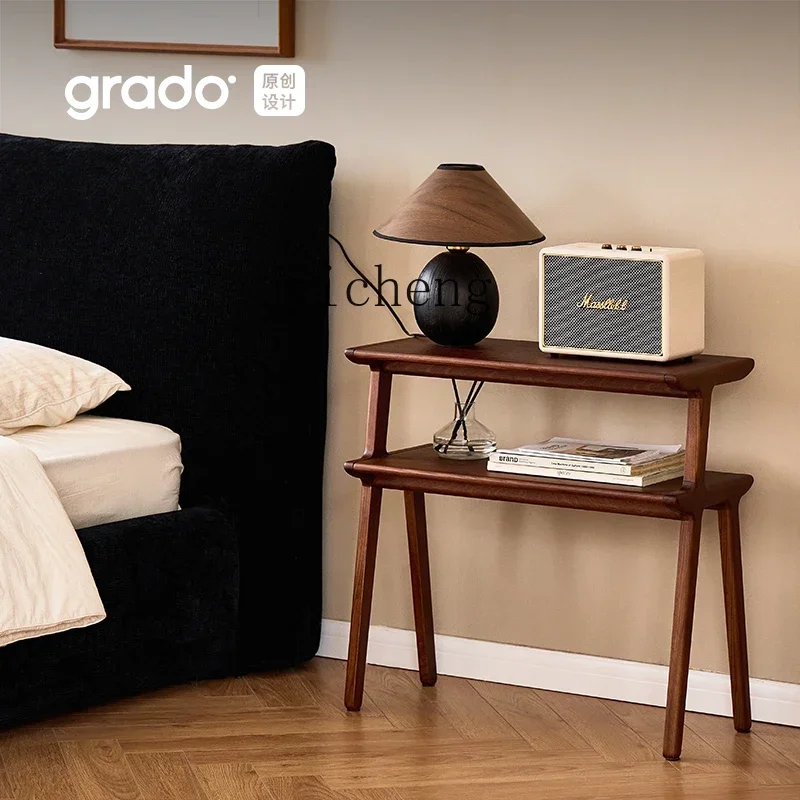 c6-9  shelf living room sofa small apartment medieval double-layer storage bedroom bookshelf solid wood edge few