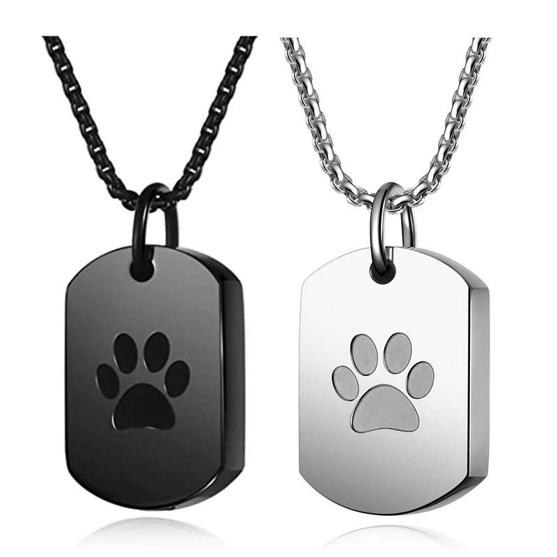 Cremation Jewelry Paw Print Urn Necklace for Ashes for Women Men Memorial Cat Dog Ashes Pendant Openable Bottle - Custom