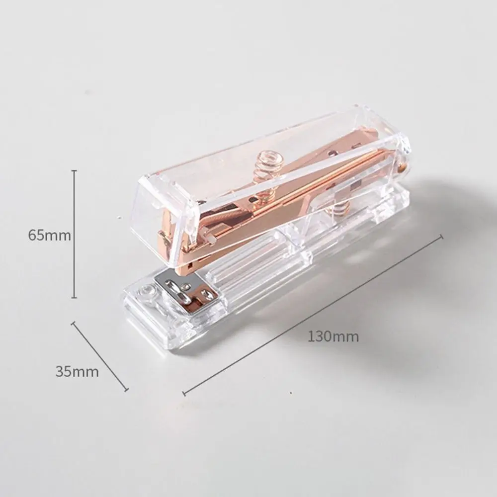 Manual Transparent Stapler Rose Gold Bookbinding Tool Paper Stapler Simple INS Book Binding Machines School Office Supplies