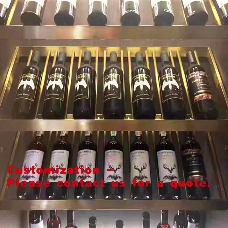 

Customize.Custom Aluminum Alloy Double Rod Inclined Wine Rack Custom Light Luxury Glass Wine Cabinet Inclined Wine Rack with She