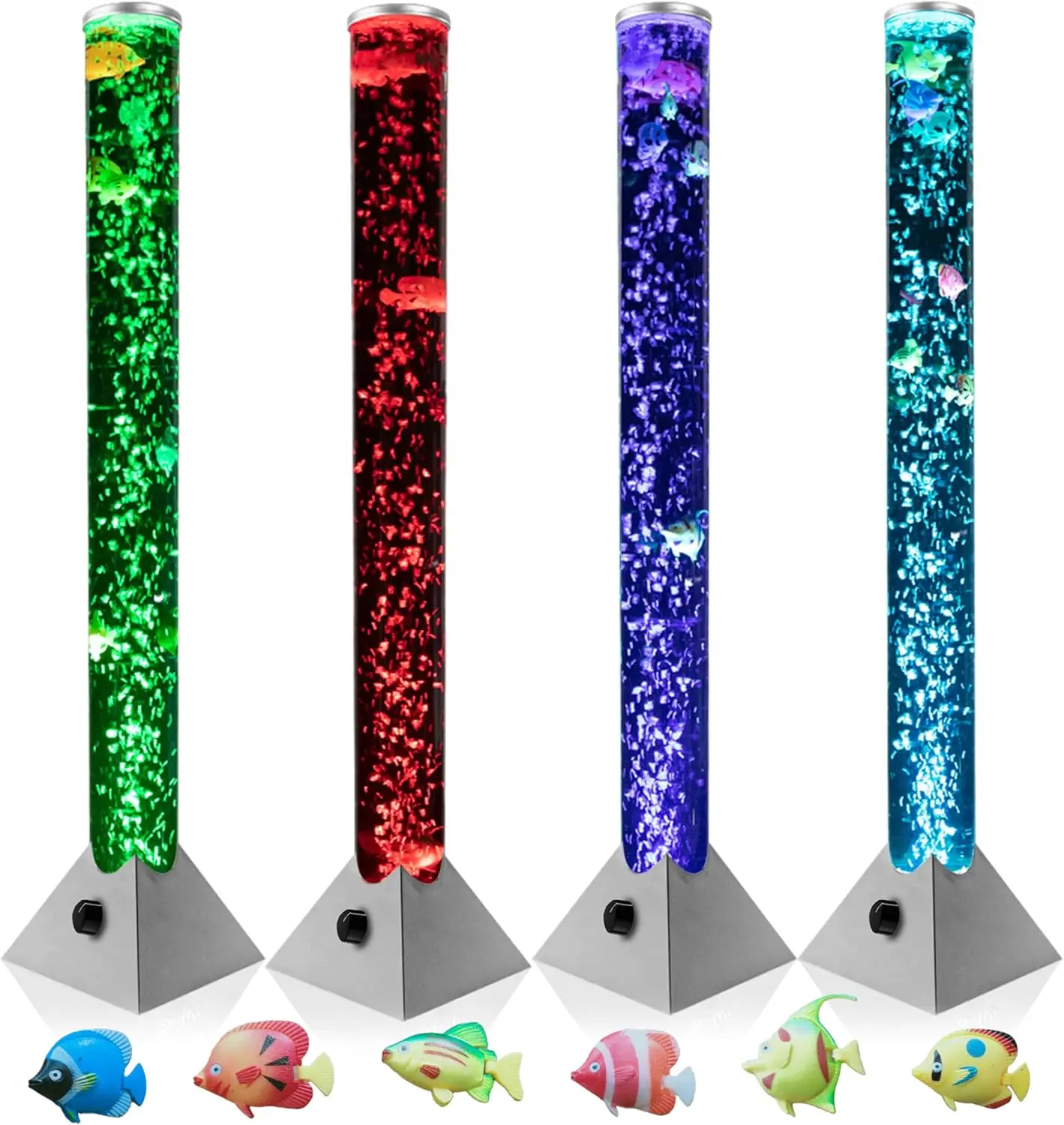 Sensory Bubble Floor Lamp 7Color Changing LED Mood Night Light for Autistic Fake Aquarium Water Tube Gift for Kids,Women-3ft/4ft