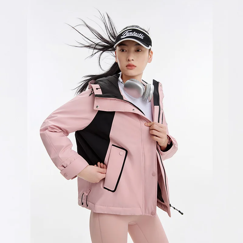 Chericom jaqueta feminina de inverno com capuz, casaco curto e quente com penas de pato, jaqueta de montanhismo ao ar livre Y309025Y