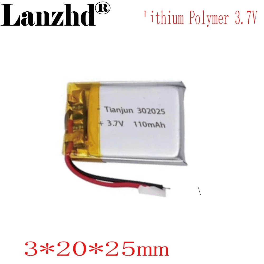 1-12pcs 3.7V Lipo Li-Polymer แบตเตอรี่ลิเธียมโพลิเมอร์ PCM สําหรับ MP3 MP4 MP5 ชุดหูฟังบลูทูธสมาร์ทนาฬิกา 110mAh 302025