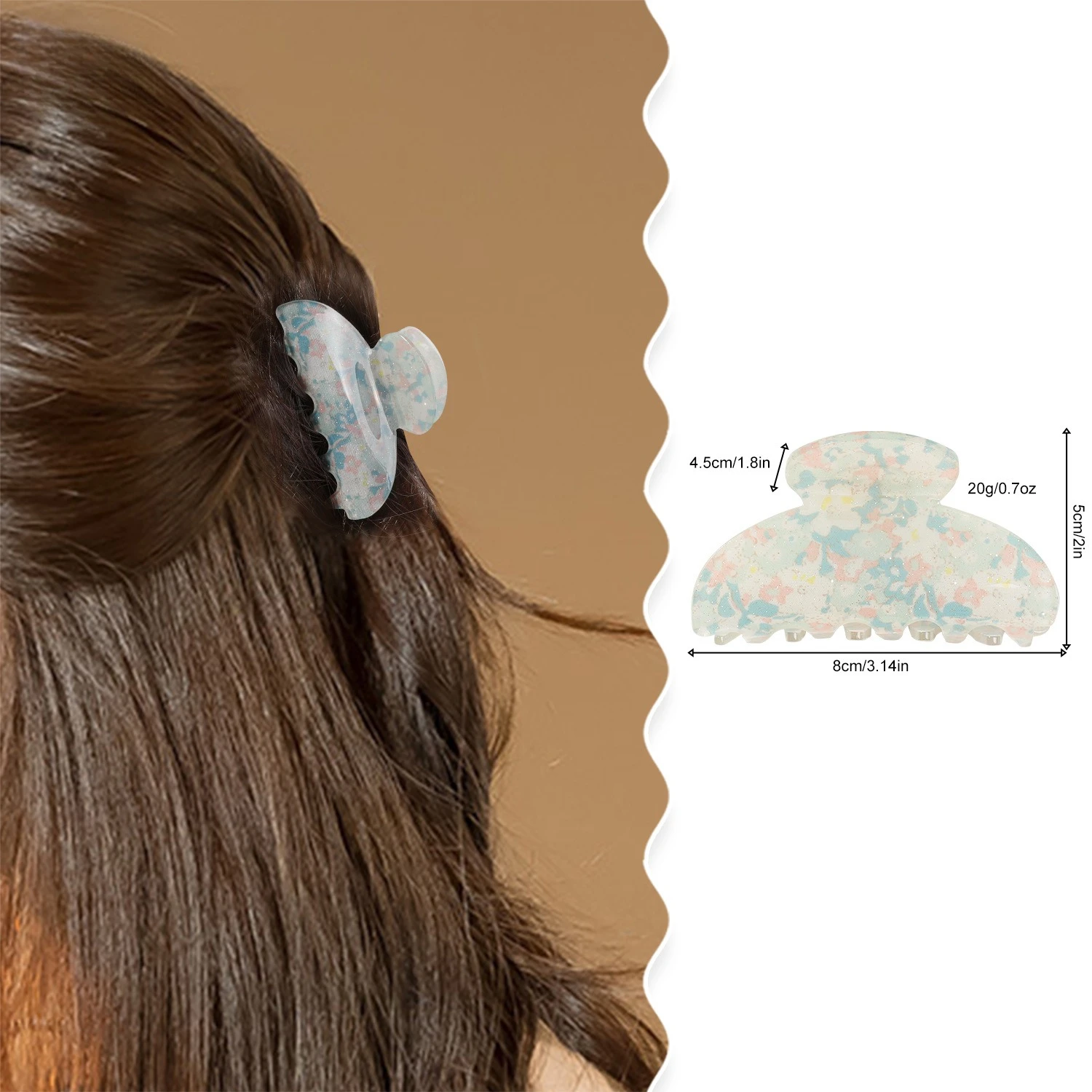 

8cm Acrylic Flower Hair Crab Claw Sweet Elegant Women Shark Clip Vacation Fashion Girls Ponytail Hairpin Hair Style Accessories