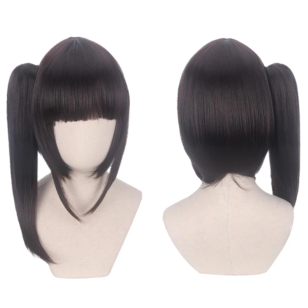 High-Quality Anime Kanao Tsuyuri‌ Cosplay Synthetic Hair 12-Inch Natural Black Detachable Ponytail Halloween Daily Party Wig