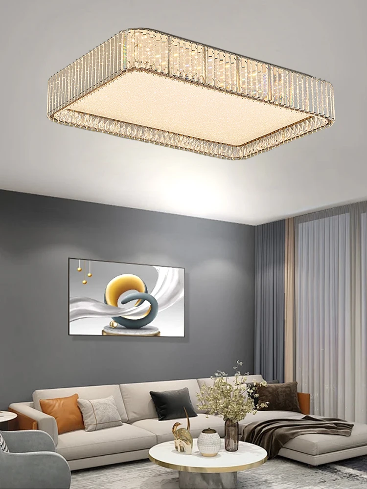 

Modern Rectangle Minimalist Crystal Ceiling Lamp Led Home Decoration Living Room Roof Light Fixture Fashion Lamparas De Teto