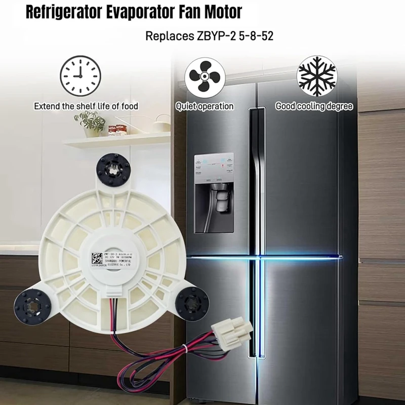 ZWF-30-3 Refrigerator Evaporator Fan Motor For Samsung Refrigerator Cooling Fan Motor Replacement Parts DC12V 2.5W